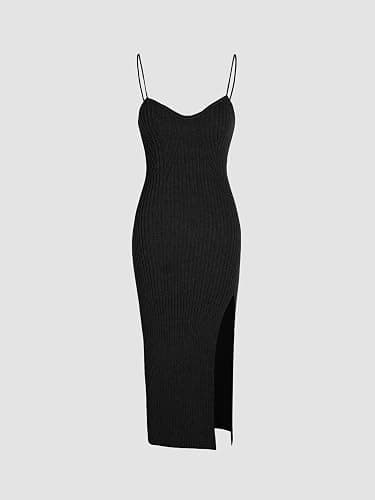 CIDER 2 Piece Sweater Dresses for Women Winter Slit Long Sleeve Womens Midi Dress Pullover Bodycon Wedding Guest Outfits thumbnail 3
