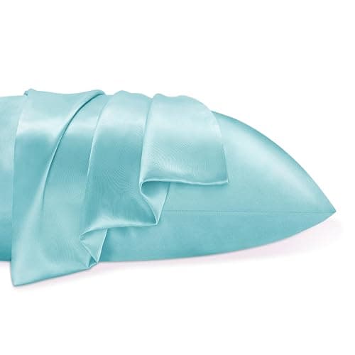 BEDELITE Satin Pillowcase for Hair and Skin, Super Soft and Cooling Similar to Silk Pillow Cases 2 Pack with Envelope Closure, Gift for Women Men(20"x26" Standard Size, Blue) thumbnail 8