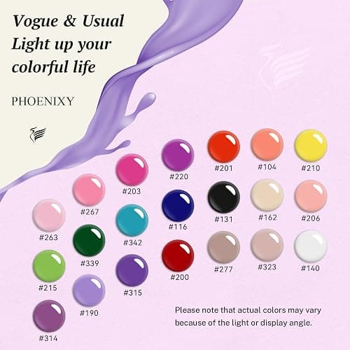 PHOENIXY 24 PCS Gel Nail Polish, Pink Purple 21 Colors Gel Nail Polish Set with Base Glossy Matte Top Coat Black Red Nail Kit Gifts for Women thumbnail 2