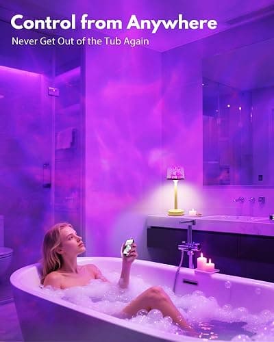 Funlenry Shower Lamp - Waterproof Bathroom Lamp with 16 Color Ocean Wave Projector, Rechargeable Shower Light with Touch & Remote Control, Cordless Light for Inside Shower/Bathtub thumbnail 6