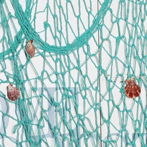 Rosoz Nature Fish Net Wall Decoration with Shells, Ocean Themed Wall Hangings Fishing Net Party Decor for Pirate Party,Wedding,Photographing Decoration (Aqua) thumbnail 5