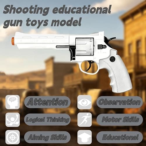Toy Revolver Gun with Soft Bullets, Educational Model Gift for Ages 14+(White) thumbnail 4