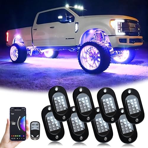 YiLaie Rock Lights for Trucks, 8 Pods RGB LED Rock Lights with APP/Remote Control & Music Mode, High Bright Multilcolor Waterproof IP68 Rock Neon Light Kits for Pickup Off Road RZR SUV ATV UTV Car - Image 1