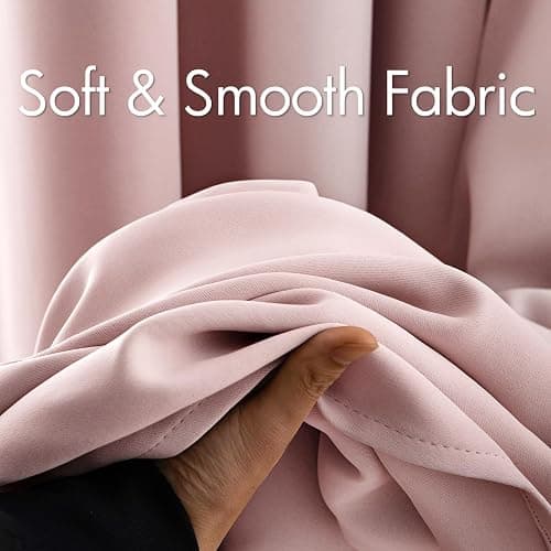 MIULEE Light Pink Room Darkening Curtains Thermal Insulated Drapes Solid Window Treatment Set Grommet Top Light Blocking Blackout Curtain for Living Room/Bedroom 2 Panels 52 x 84 inch Baby Pink thumbnail 4