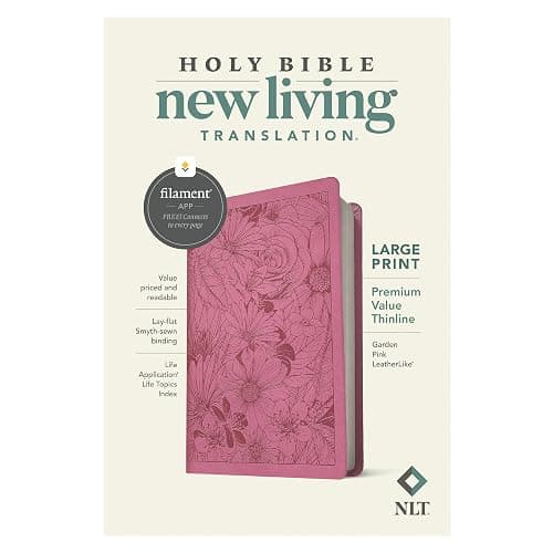 NLT Large Print Premium Value Thinline Bible, Filament-Enabled Edition (LeatherLike, Garden Pink) - Image 1