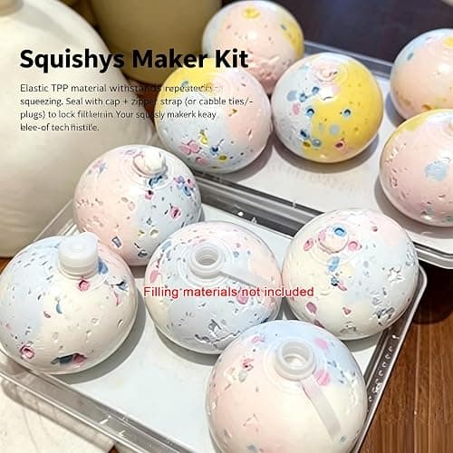 DIY Stress Ball Making Kit for Adults, Empty Squishys Skin with Expander & Vacuum Tool, Complete Squishys Maker Kit for Sensory Fidget Toys (Filling Materials Not Included) thumbnail 7