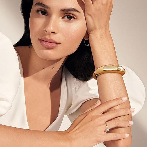 RIOSO Gold Bangles Bracelet for Women Bangle Thick Big Wide Cuff Women's Gold Chunky Bracelets thumbnail 2