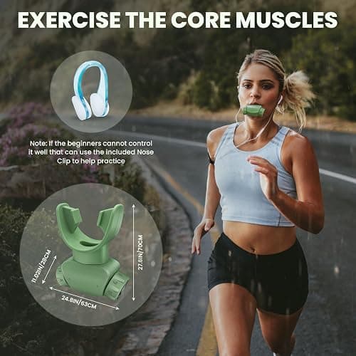 Breathing Trainer with Excellent Quality Silicone, Breathing Exercise Trainers Adjustable and Portable Easy to Clean for Daily,Fitness & Sport(Green) thumbnail 6