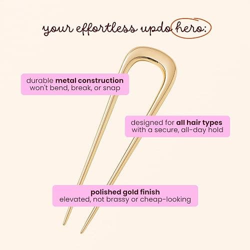 Cobana French Hair Pin – Gold Metal Hair Accessory for Buns, Twists & Updos – Hair Pin for Thick Hair – Sleek, Durable Styling Clip for Women thumbnail 5