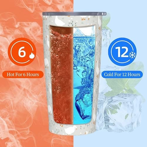 JASROTAO Cute Goose Flowers Tumblers, Goose Floral 20oz Stainless Steel Insulated Travel Tumblers,Travel Coffee Mug with Lid and Straw Cups Gifts for Women Men thumbnail 7