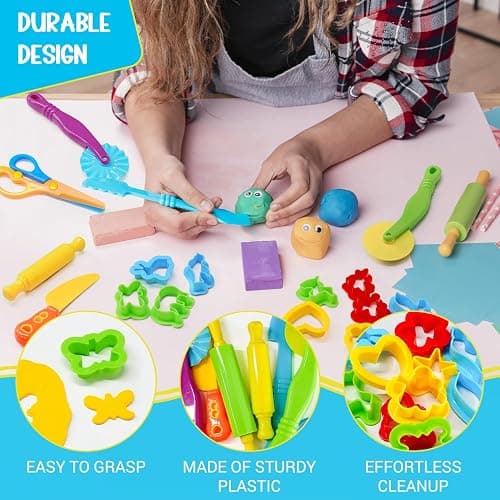 Playdough Tool Kit, 28 Pcs Basic Clay and Dough Tools Starter Set for Kids Ages 3+ Creative Play Accessories with Various Shape Molds & Cutters, Sensory Clay Toys Gifts for Back to School Christmas thumbnail 5