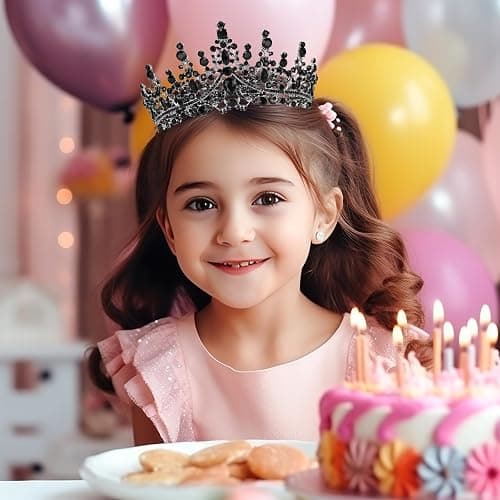 Schmoopy Tiara Crown for Women, Hair Accessories for Party Wedding (B-Black) thumbnail 3