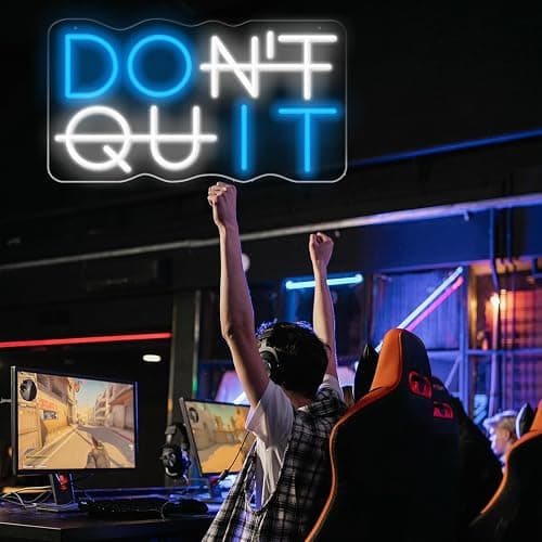 KENFARI Led Neon Signs,Don't Quit Neon Sign Office Room Yoga Gym Room Man Cave Gamer Room, Powered by 5V USB with Dimmable Switch thumbnail 7
