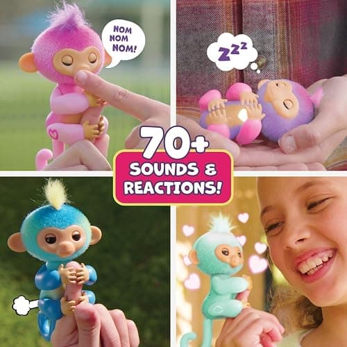 Fingerlings 2023 New Interactive Baby Monkey Reacts to Touch – 70+ Sounds & Reactions – Harmony (Pink) thumbnail 5