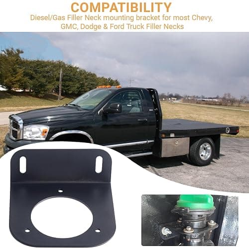 Diesel/Gas Fuel Filler Neck Mount for Chevy,GMC,Dodge,Ford Trucks & Flatbeds ,2-3/8" Center Hole, 2-5/8" Screw Spacing,Fits Diesel & Gas thumbnail 4