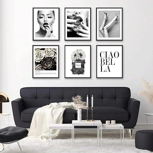 Fashion Black and White Wall Art Prints Glamour Photography Perfume Inspirational Quote Canvas Print Poster Gallery Retro Vintage Beauty Room Bedroom Wall Decor (8"x10" UNFRAMED) thumbnail 2