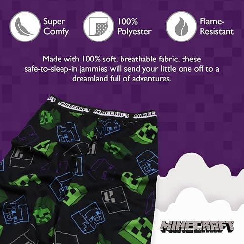 Minecraft unisex-child Pajama Pants, Soft & Cute for Kids thumbnail 3