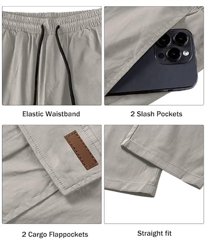 Comdecevis Men's Casual Cargo Pants Workout Joggers Stretch Sweatpants Hiking Drawstring Tactical Pants with Multi Pockets thumbnail 4