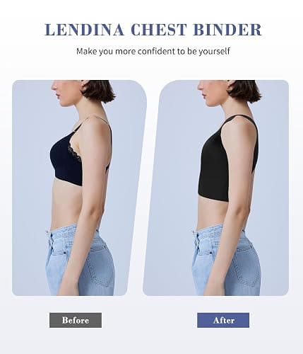 LEINIDINA Chest Binder for Transgender FTM Elastic Band Crew Neck Pullover Binder Bra Tank Top thumbnail 4