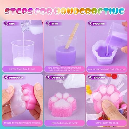 MOELUM DIY Taba Squishy Kit with 6 Molds - 18OZ Bubble Free Liquid Silicone, Fast 2-3H Cure with Easy Guide, Ultimate Craft Gift for Beginners thumbnail 5