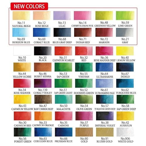 Kuretake GANSAI TAMBI Watercolor Paint Set, 48 Colors, Professional-quality for artists and crafters, for kids, adult, Made in Japan thumbnail 4