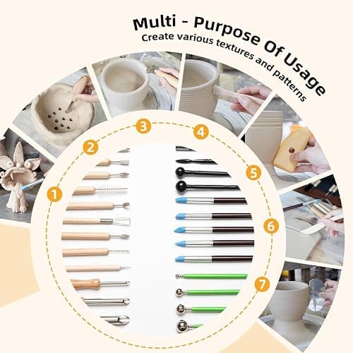 42 PCS Clay Tool, Clay Sculpting Tools Kit, Pottery Tools Can be Used for Stippling, Carving, Molding, and Shaping Clay Crafts, for Beginners, Hobbyists, Artists thumbnail 5