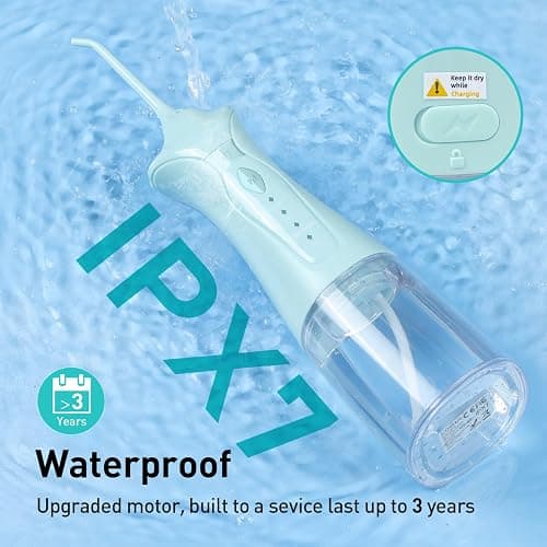 COSLUS Water Dental Flosser Pick for Teeth C30(FC5360): 4 Modes Cordless Portable 300ML Larger Tank Water Teeth Cleaner IPX7 Waterproof Flossing Cleaning Picks for Home Travel Green thumbnail 6