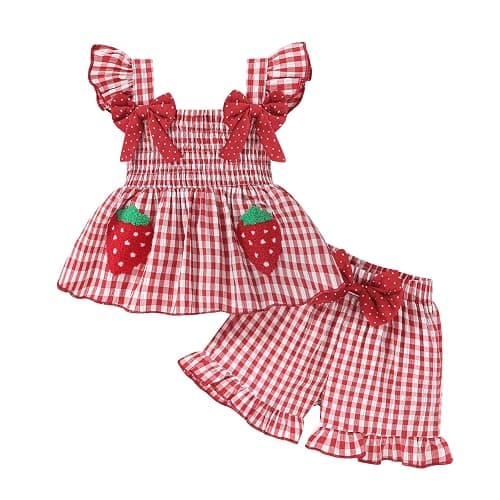 YOUNGER TREE Toddler Girl Clothes Baby Girls Ruffle Sleeveless Bowknot Dress Tops Shorts Set Cute Summer Kids Outfits - Image 1