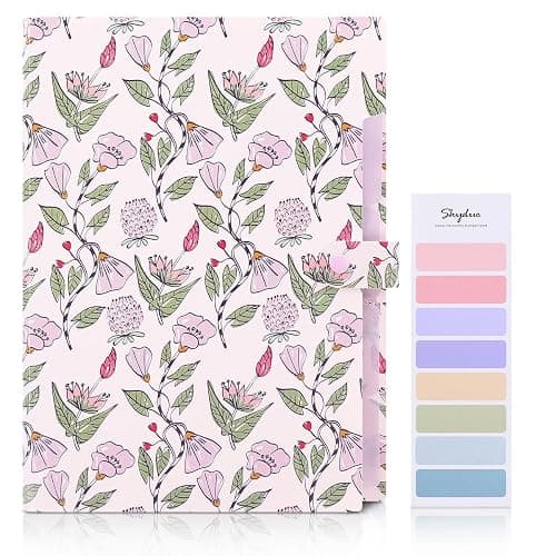 SKYDUE Accordion File Organizer, Floral Expanding File Folders with 5 Pockets, Cute Document Organizer for Paper Bills Receipt Storage, School Office & Hospital Supplies Letter/A4 Size Light Purple thumbnail 3