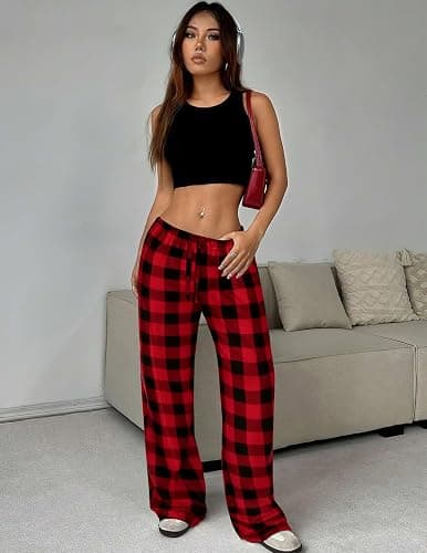 Ekouaer Women Pajama Pants Comfy Pj Bottom with Pockets Stretch Plaid Sleepwear thumbnail 3