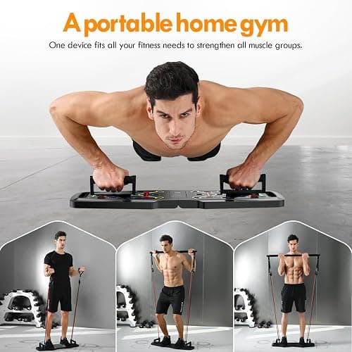 MQRW Push Up Board,Home Gym,Portable Exercise Equipment,Pilates Bar and 20 Fitness Accessories with Resistance Bands and Ab Roller Wheel,Full Body Workout at Home thumbnail 6