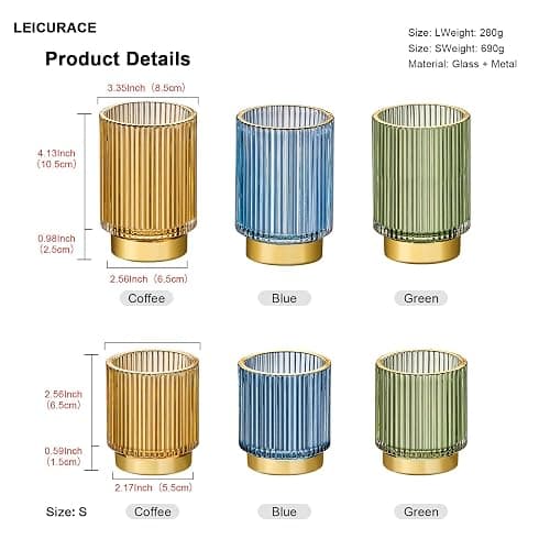 LEICURACE Makeup Brush Holder Organizer,Toothbrush Holders,Desk Pen Pencil Holder,Multifunctional Vintage Glass Brush Cup（L/Green/A3-6-US） thumbnail 3