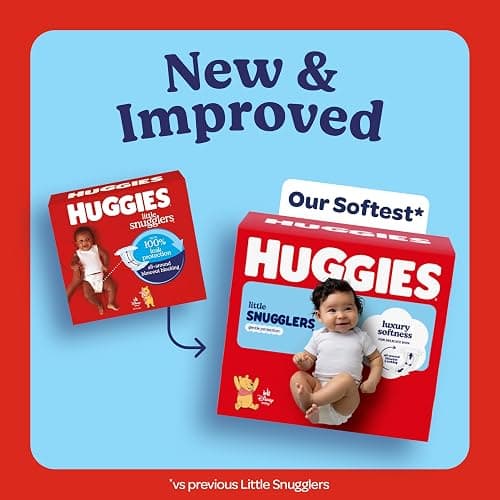Huggies Size 1 Diapers, Little Snugglers Diapers, Size 1 (8-14 lbs), 198 Count (6 Packs of 33), Packaging May Vary thumbnail 3
