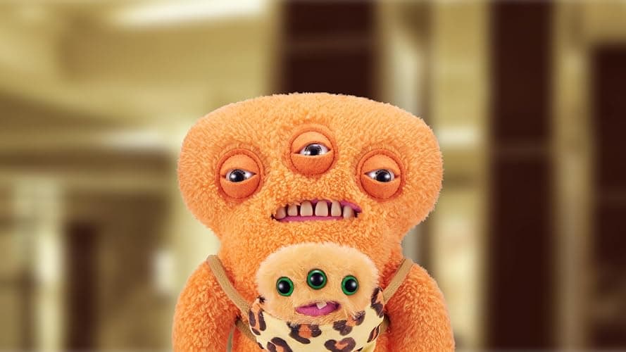 Fuggler Mini Rascals 9-inch Assortment Series 1 (Double Trouble) (Alien (Orange - Teddy) by ZURU, Funny Ugly Monster Plush Toy thumbnail 2