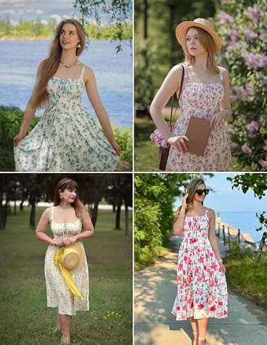SCARLET DARKNESS Women's Floral Midi Dress Corset Sundresses 2026 Summer Spring Vacation Milkmaid Dresses thumbnail 7