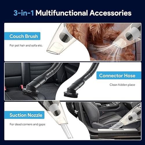 kitsky Handheld Vacuum - Car Vacuum Cleaner Cordless with Powerful Suction, Portable HandHeld Vacuuming Cordless - for Sofas, Mattresses, and Windows (Red(16000PA)) - 16000PA thumbnail 4