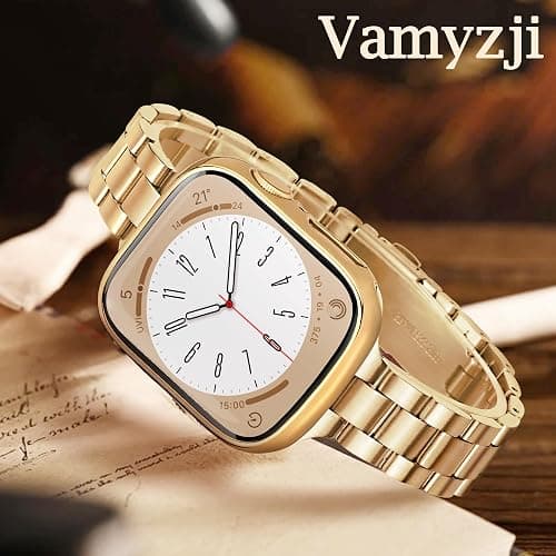 Vamyzji Compatible with Apple Watch Strap with Case for Apple Watch Series 11 10 42mm 46mm SE/SE2/SE3 Series 6 5 4 40mm 44mm, Slim Stainless Steel Metal iWacth Band with Case for Serie 1110 SE 6 5 4 thumbnail 3