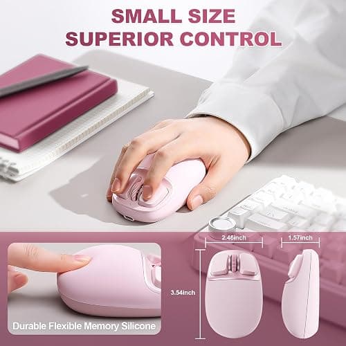 YUNZll C1 Silicone Wireless Mouse, Tri-Mode 2.4G/USB-C/Bluetooth Mouse, 4800 DPl Optical Tracking, 6 Adjustment Levels,Customize Mice for Laptop, Computer, iPad, MacBook (Pink) thumbnail 8