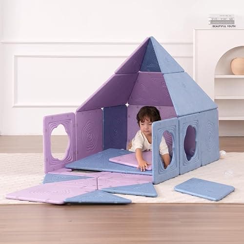 Asweets 18-Piece Magnetic Fort Building Kit for 3+ Kids, Giant Modular Playhouse Panels, Lightweight Panels with Built-in Magnets thumbnail 2