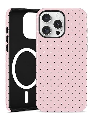 Jusy Magnetic Polka Dot Case for iPhone 16,Pink | Compatible with MagSafe, Cute Aesthetic Polka Dots Design, TPU and PC Protective Shockproof Cover - Image 1