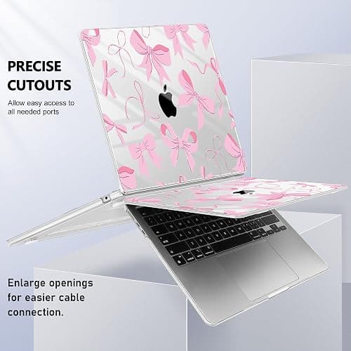 May Chen Compatible with M4 MacBook Air 15 Inch Case 2025 2024 2023 A3241 A3114 A2941 M3 M2 with Liquid Retina Display & Touch ID, Protective Plastic Hard Shell Cover - Pink Bows thumbnail 6