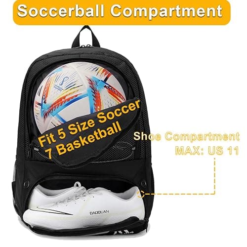 Hsmihair Soccer Bag-Soccer Backpack&Backpack for & Football Volleyball & Basketball,with Ball Compartment and Separate Cleat thumbnail 3