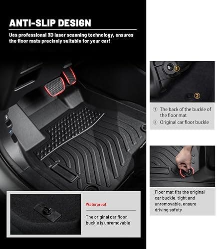 Landrol Car Floor Mats Replacement for Honda Civic Sedan & Sedan Si 2012-2015 (Not for Coupe) Heavy Duty Liner Custom Fit All Weather Protection Carpets Coverage Waterproof Durable Odorless thumbnail 7