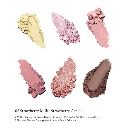 Flower Knows The Sweetie Bear Collection 6-Color Makeup Palette,Pink Face Makeup Palette with 4 Matte + 2 Shimmer Shades,Blendable Smooth Cute Make Up,0.23 Oz(02 Strawberry Milk) thumbnail 2