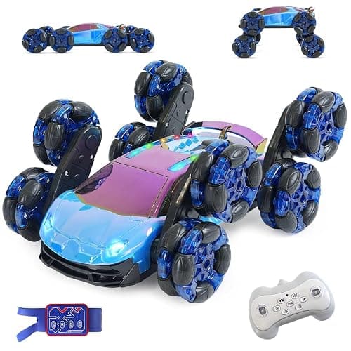 Gaitel 8 Wheels Gesture Sensing RC Stunt Car Toys - Birthday Gifts for 6 7 8 9 10 11 12 Year Old Boys Kids, 2.4GHz Remote Control Off-Road Car with Lights & Music, 360-Degree Flips - Image 1