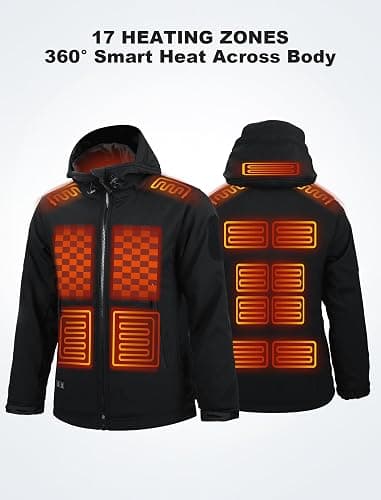 QOPOYU Heated Jacket for Women with Βαtterγ Pack, 17 Heat Zones Women's Heated Jacket Coat Winter Windproof Soft Shell thumbnail 3