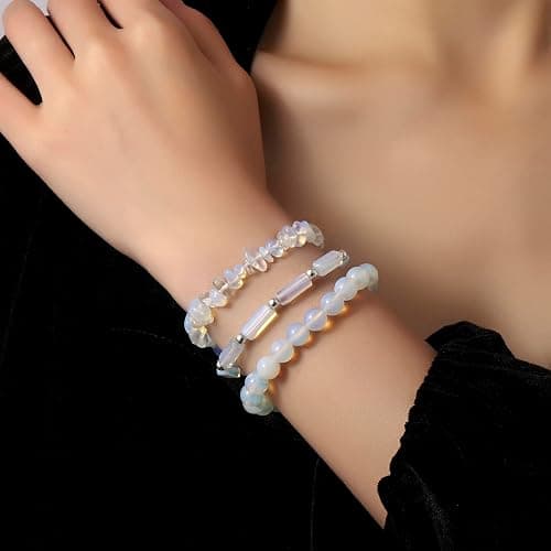 3Pcs Natural Stone Bracelets for Women 8mm Crystal Beaded Bracelets Handmade Stretch Bracelet Healing Crystal Jewelry for Women thumbnail 3