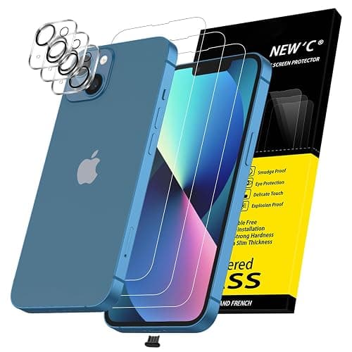 NEW'C 3X for iPhone 14 Pro Max Screen Protector (6.7 inches)+ 3X Camera Lens Protector, Sensor Protection + Dust Plug - Case Friendly Tempered Glass Film, Ultra Resistant - Image 1