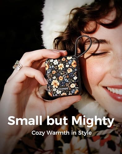 Ocoopa Hand Warmers Rechargeable UT5 Nano – Slim Electric Pocket Heater, Smart Temp Control, 14Hrs Battery, UL Safety, Artists in Bloom Design, Practical Gifts for Women, Christmas, Outdoor, Office thumbnail 2