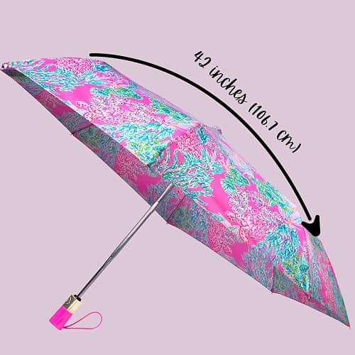 Lilly Pulitzer Travel Umbrella Compact, Cute Umbrella with Automatic Open and Storage Sleeve, Folding Umbrella for Rain or Sun Protection thumbnail 2
